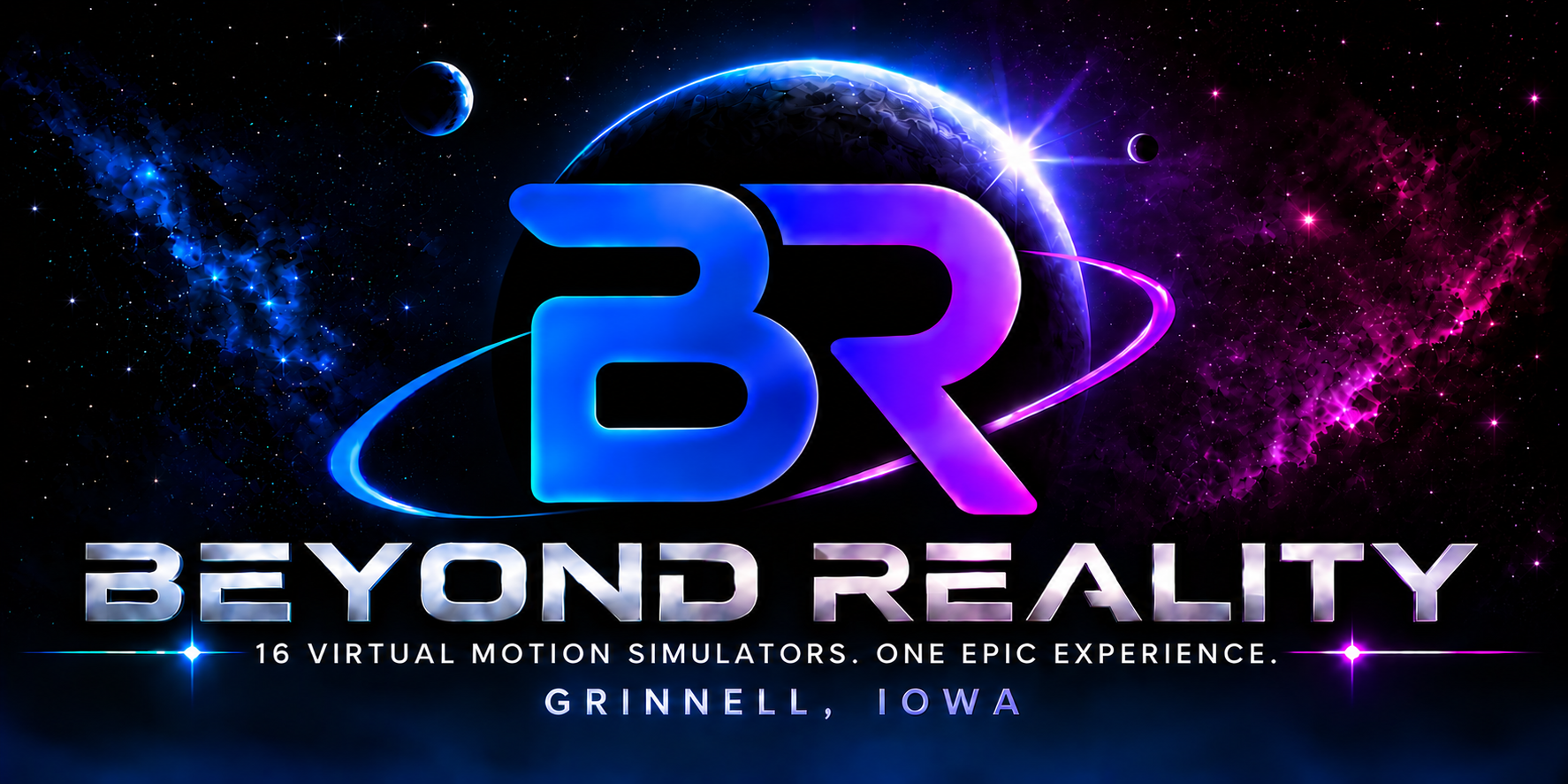Beyond Reality: 16 virtual motion simulators, one epic experience. Grinnell, Iowa.