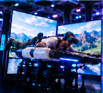 Guests on the VR Aircraft flying simulators